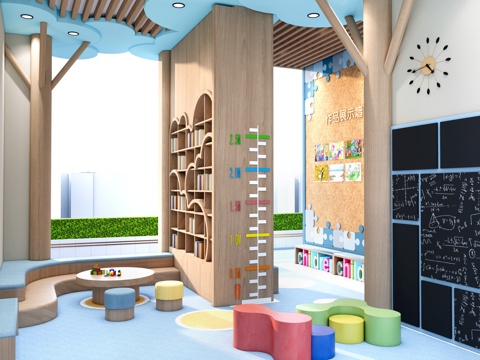 现代儿童活动区 架空层儿童区 儿童休息区免费su模型
