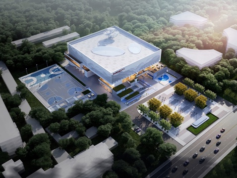 现代体育建筑  全民健身中心 体育馆建筑su模型