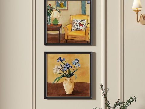  法式，复古，抽象，装饰画3d模型 