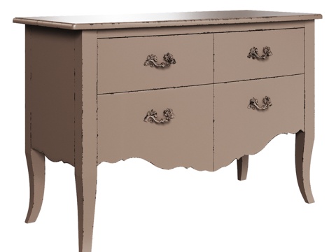  OM 大型光面仿古抽屉柜3d模型 