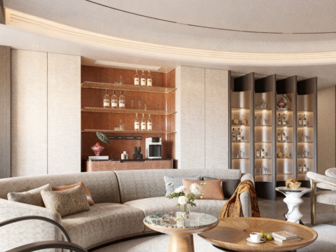  意式轻奢客厅3d模型 