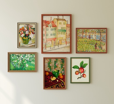  法式复古挂画 照片墙 油画3d模型 