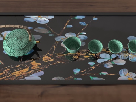  现代茶盘3d模型 