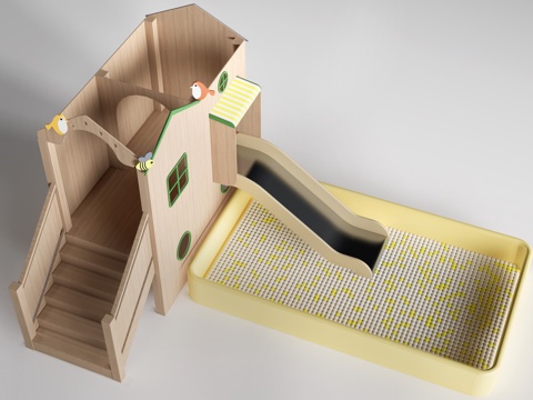 现代儿童游乐区 儿童滑梯 儿童游乐设施su模型