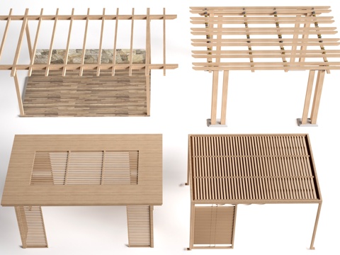 现代景观花架 葡萄架 廊架 绿植爬架su模型