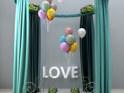  婚礼现场 婚礼装饰 婚礼气球 婚礼摆设 主题婚礼 婚礼场3d模型 