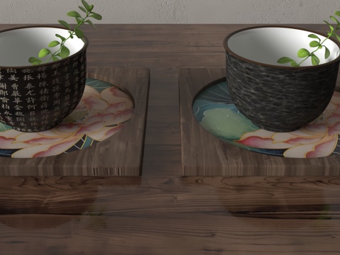  现代茶具3d模型 