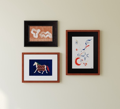 现代中古挂画 抽象挂画 照片墙su模型