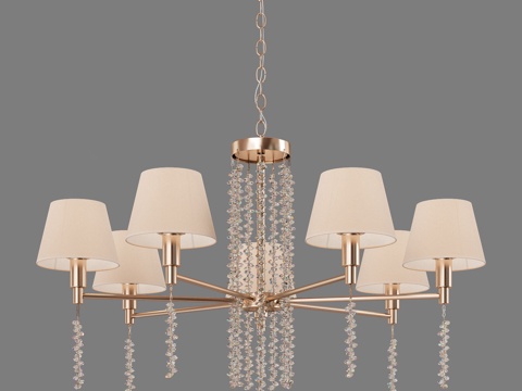  欧式布艺灯罩吊灯3d模型 