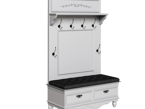  OM带长凳的玄关开放式衣柜3d模型 