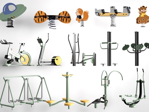 现代户外健身器材 健身墙器材 运动设施su模型