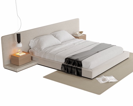  现代双人床3d模型 