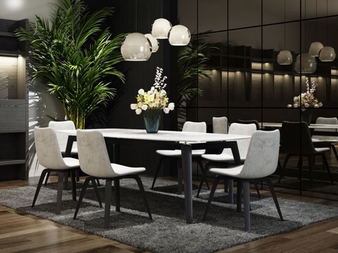  现代餐桌椅组合3d模型 