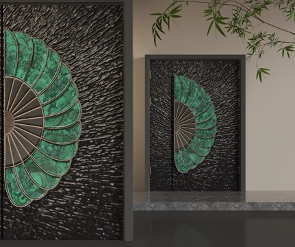  现代平开门3d模型 