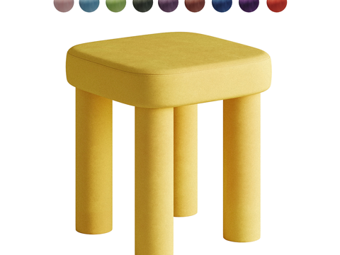  现代简约凳子 凳子 简约矮凳 黄色凳子3d模型 