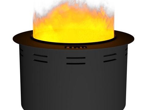  蒸汽生物壁炉圆形款（带木柴效果的电壁炉）3d模型 