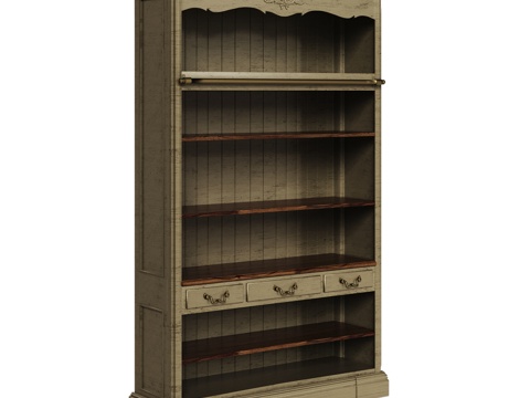  OM经典风格宽书柜3d模型 