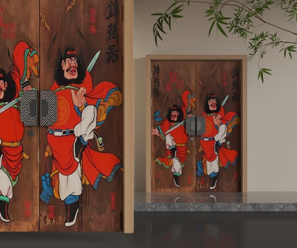  现代平开门3d模型 