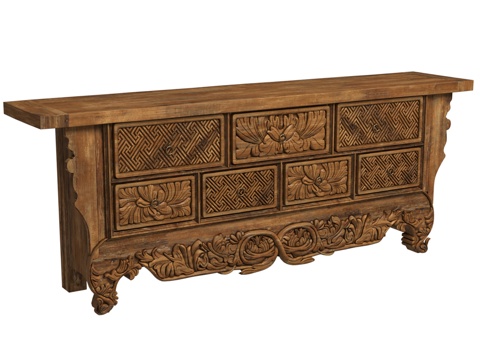  柚木实木抽屉柜 CHINESS 2203d模型 