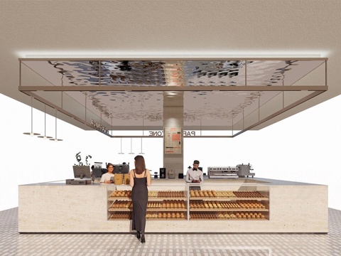 现代奶茶店 餐饮中岛 咖啡店 水吧台操作台su模型