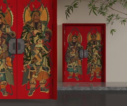  现代平开门3d模型 