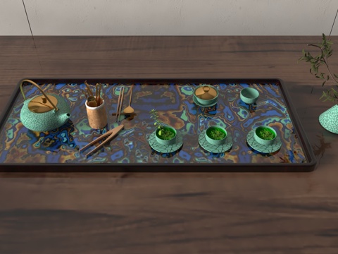  现代茶盘3d模型 