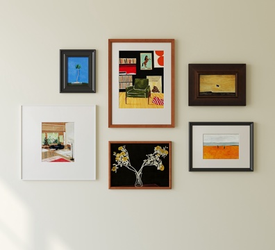  中古挂画 抽象挂画 照片墙3d模型 