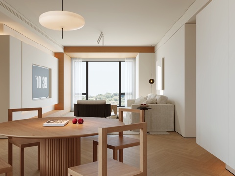 原木风客餐厅su模型