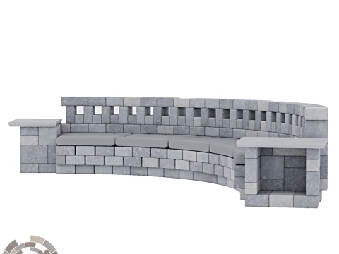  OM RocArt 人工石半圆形沙发（Esferо）3d模型 