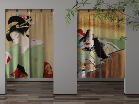  现代门帘3d模型 