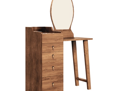  OM 世纪中叶带镜四抽梳妆台3d模型 