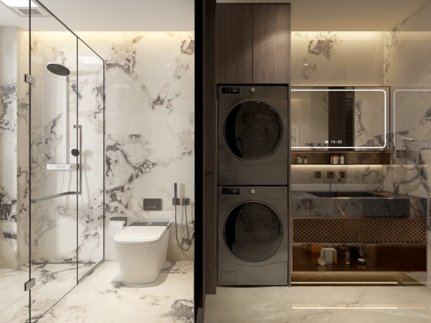 轻奢卫生间 浴室柜 马桶 暗装花洒 淋浴房 卫浴小件3d模型