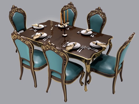  经典欧式餐桌椅3d模型 