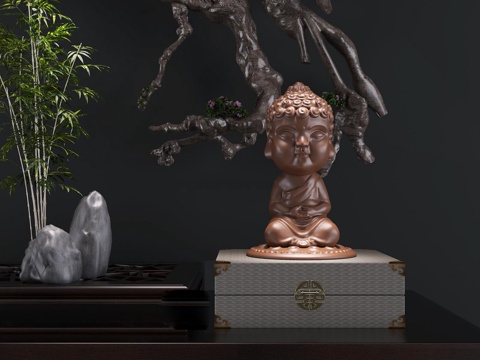  新中式雕塑 释迦摩尼雕塑3d模型 