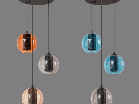  OM LED玻璃灯罩吊灯 Eurosvet 5023d模型 