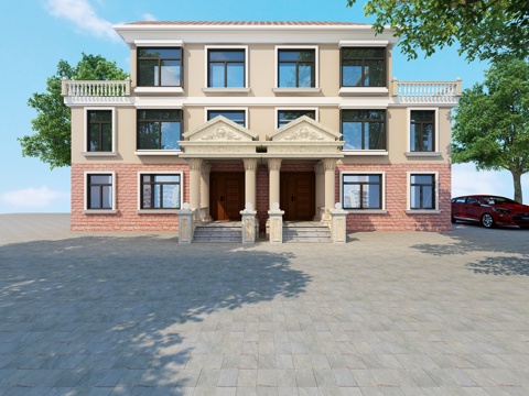  欧式简约独栋别墅3d模型 