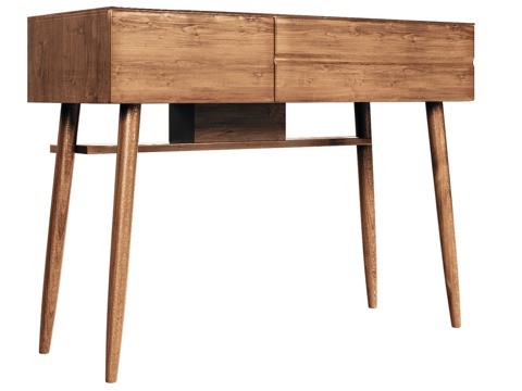  OM中世纪风格玻璃台面梳妆台带抽屉3d模型 