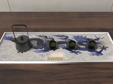  现代茶盘3d模型 