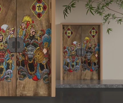  现代平开门3d模型 