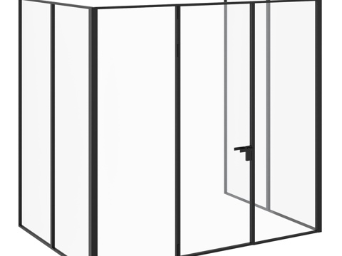  带平开门固定U形隔断 PROF3d模型 