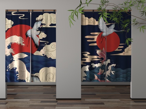  现代门帘3d模型 