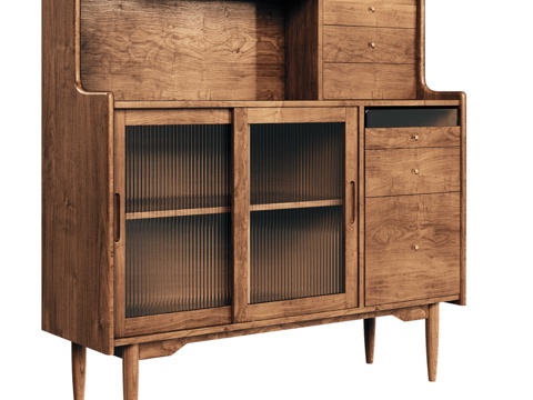  OM 餐边柜，配2扇玻璃推拉门和5个抽屉3d模型 