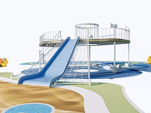 现代儿童游乐场 儿童游乐器材 儿童滑梯su模型