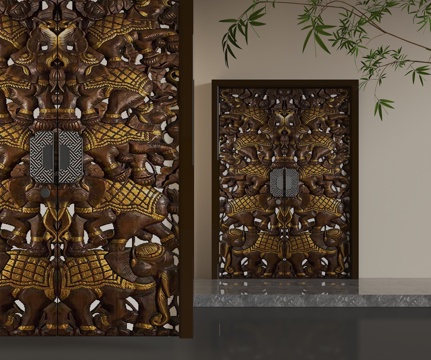  现代平开门3d模型 