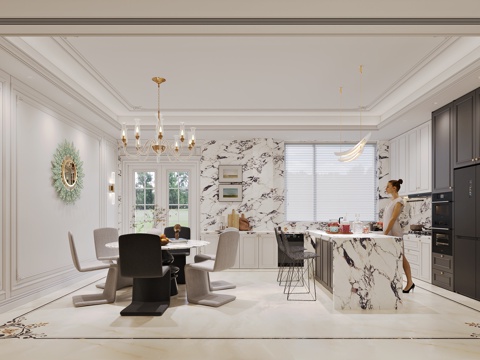  法式餐厅3d模型 