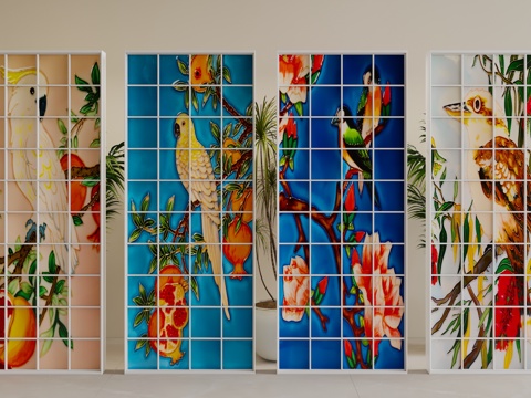  现代玻璃隔断3d模型 