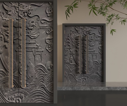  现代平开门3d模型 