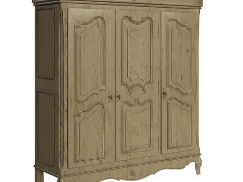  OM经典风格三门衣柜3d模型 