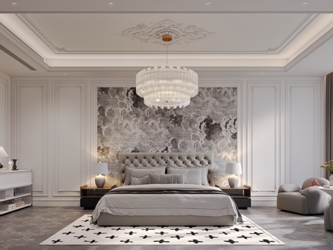  法式卧室3d模型 