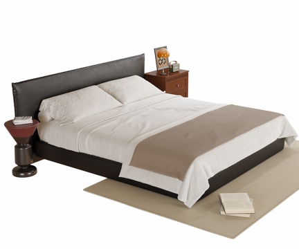  现代双人床 床头柜3d模型 